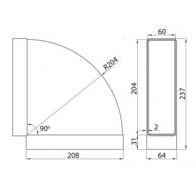 KOLANO Poziome 90°  PVC 204x60