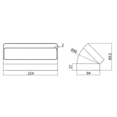KOLANO PIONOWE 45°  PVC 220x90 