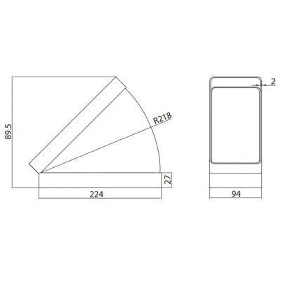 KOLANO  poziome PVC 220x90  45°