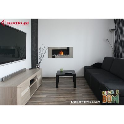 Biokominek DELTA 2 czarny QUBE z szybą  400x900mm