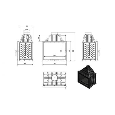 Wkład kominkowy żeliwny AMELIA DECO 21kW | ø200mm