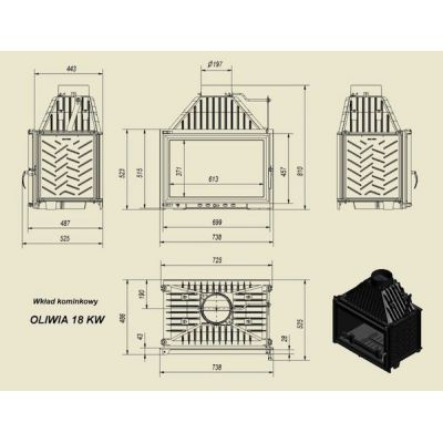 Wkład kominkowy 18 kW OLIWIA